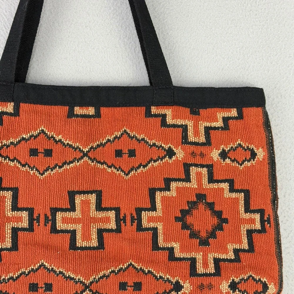El Paso Saddleblanket Co Southwest Tote Bag Orange Aztec Tribal Boho ‎ Woven